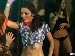 Cock hungry babe has her desires satisfied at a club orgy