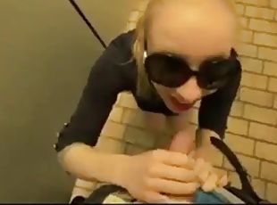 Blonde clea anal in public toilet