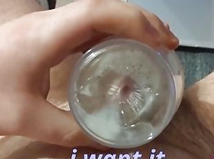 Using my fleshlight to cum twice and eat it (with captions)