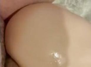 Masturbating with my penis balls deep in a fake butthole sex toy