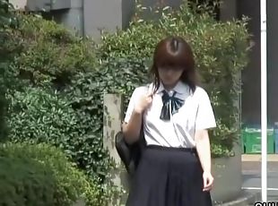 Kinky sharking of a Japanese girl in a short skirt