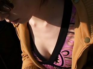 Exciting downblouse tape of gorgeous chicks in the street