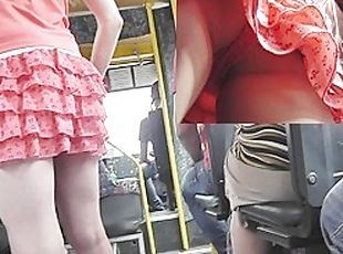 Bus full-back panty upskirt