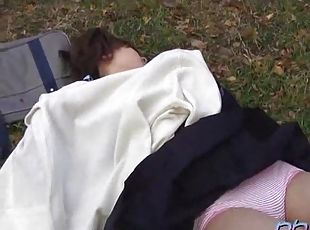 Pretty girl sleeping and showing panties