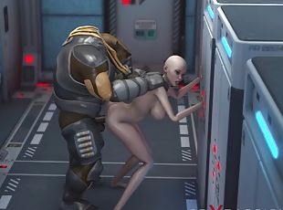 Alien monster fucks a young girl in the mars base camp