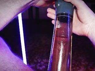 Automatic penis vacuum pump test ends with full sperm pump