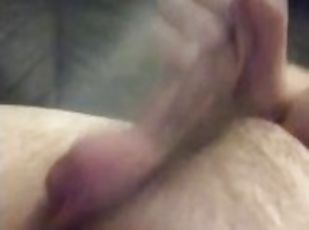 Chubby hairy daddy moans while stroking his cock until he cums for you