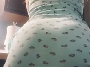 Insatiable blonde pawg twerks in the kitchen before fucking Gerald with bbc dildo and squirting whil