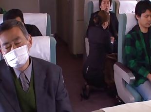 Asian stewardess goes home with guys that fuck her snatch