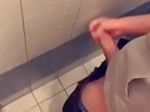 Teen boy cum so hard in public toilet