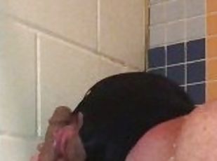 It is so pleasurable to Jerk off while sucking off my friend Dildo in the shower & swallowing my Cum