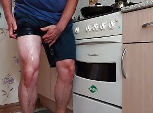 desperate pee in the kitchen