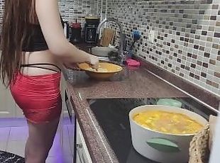 Sexy hot girl is cooking in the kitchen part 37