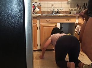 Stepmom Almost Caught Me But Finally I Cum Over Her Ass!!!