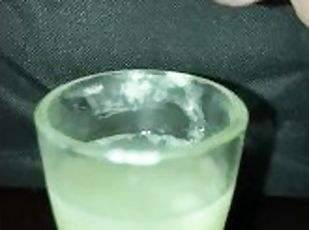 Trying to add another load to a shot glass with a month’s worth of my cum—slow motion