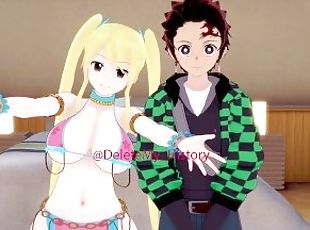 Lucy Heartfilia dance for Tanjiro and lets him FUCK