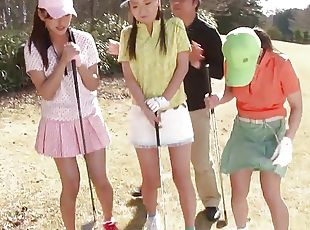 Asian young naked girls play golf and do some hot stuff later