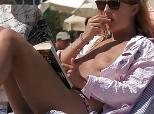 Beautiful girls topless beach voyeur public topless
