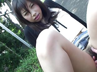 Japanese Brunette Karin Asahi Lets A Stranger Fingerfuck Her Hairy Pussy On The Street Uncensored