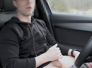 My masturbation in the car on public ( unexpected cumshot on the body )