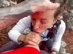 Suck Stranger cock in Forest and Swallowed her cum