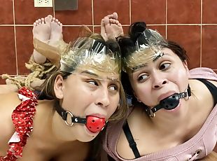 Hogtied Hotties Has Fun Being Two Bound And Gagged Girls In Tight Bondage