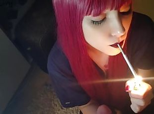 Adorable Alt Girl blowing cigarette smoke on dick POV (full vid on my 0nlyfans)
