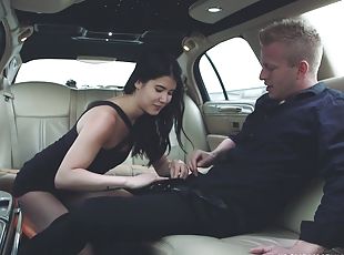 Hardcore pussy fucking in the back of the limo with Lady Dee