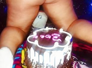 Dirty Fat slut smashes cake with her FAT Ass