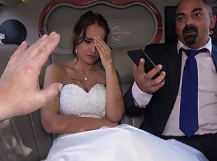 Latina bride fucks with her father-in-law in the back of the limo
